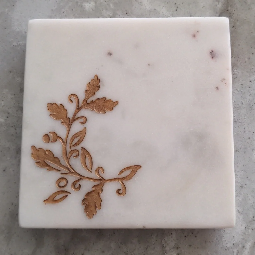 EUC Marble Coasters with Brass Inaly